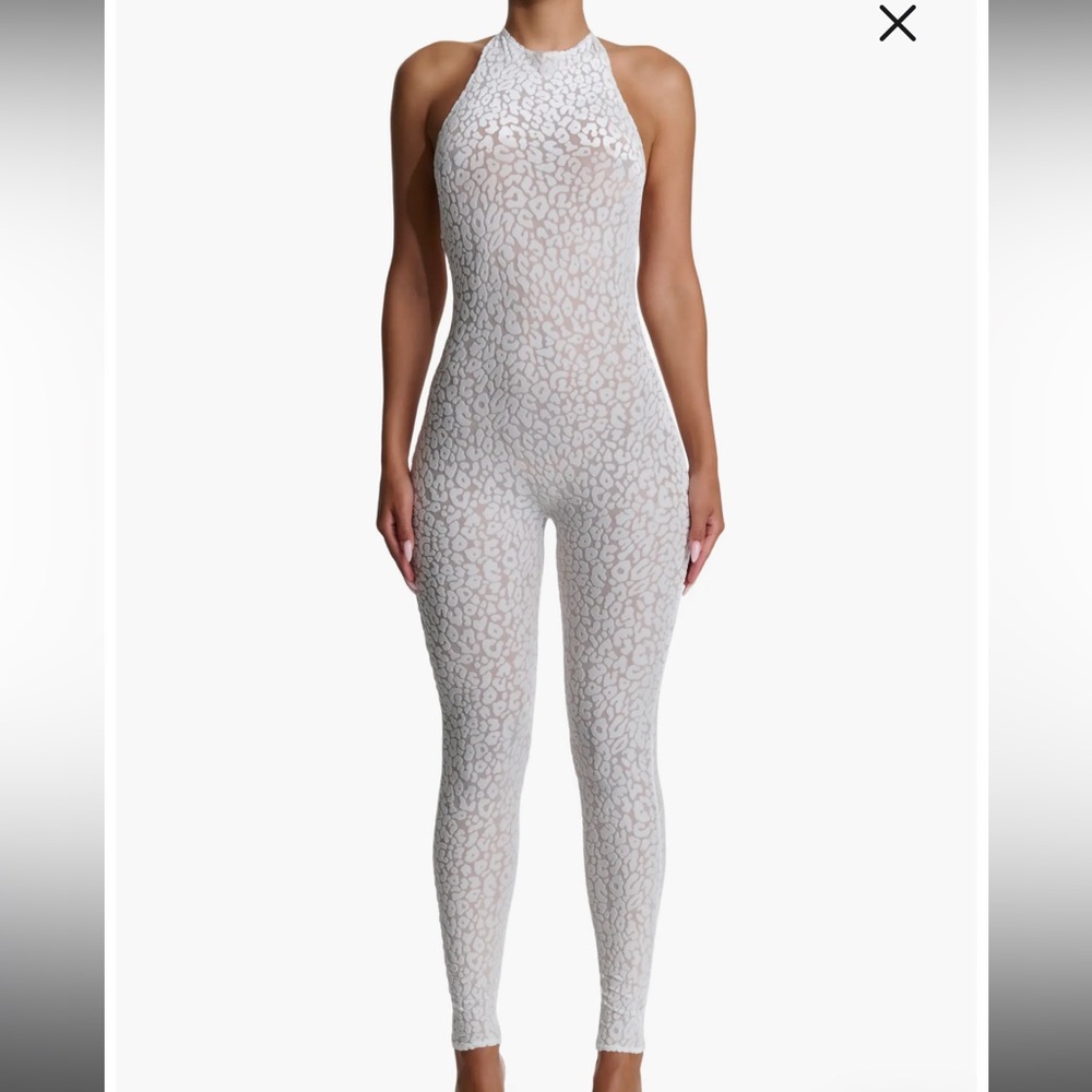 Naked Wardrobe White Textured Jumpsuit